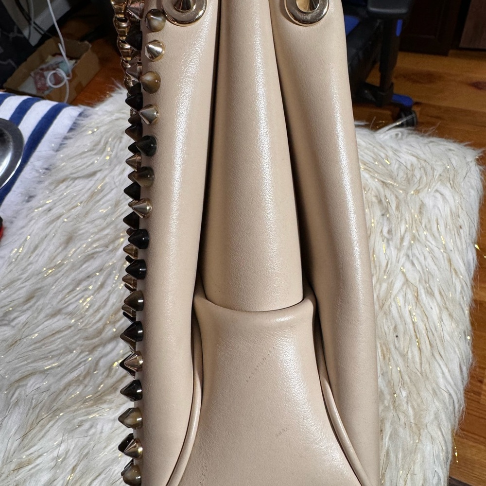 Christian Louboutin Cream and Gold 2ways Crossbody Bag with Studded Design - Picture 15 of 16